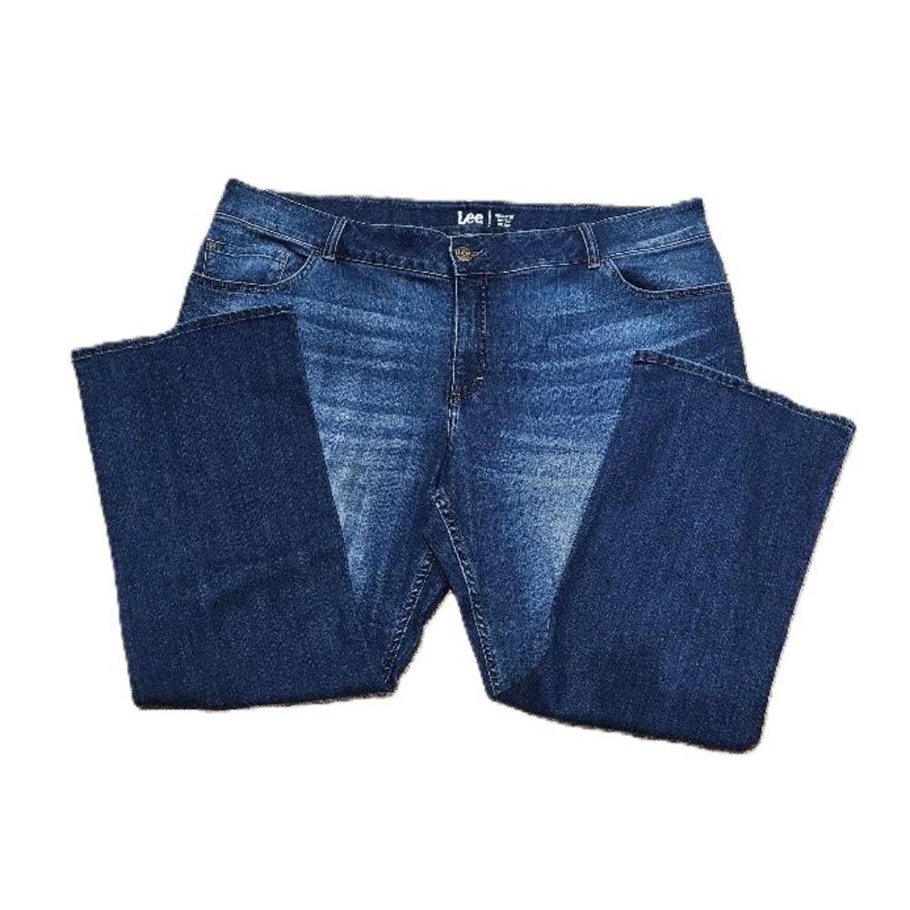 New LEE MID RISE MEDIUM WASH BOOTCUT JEANS     24 SHORT